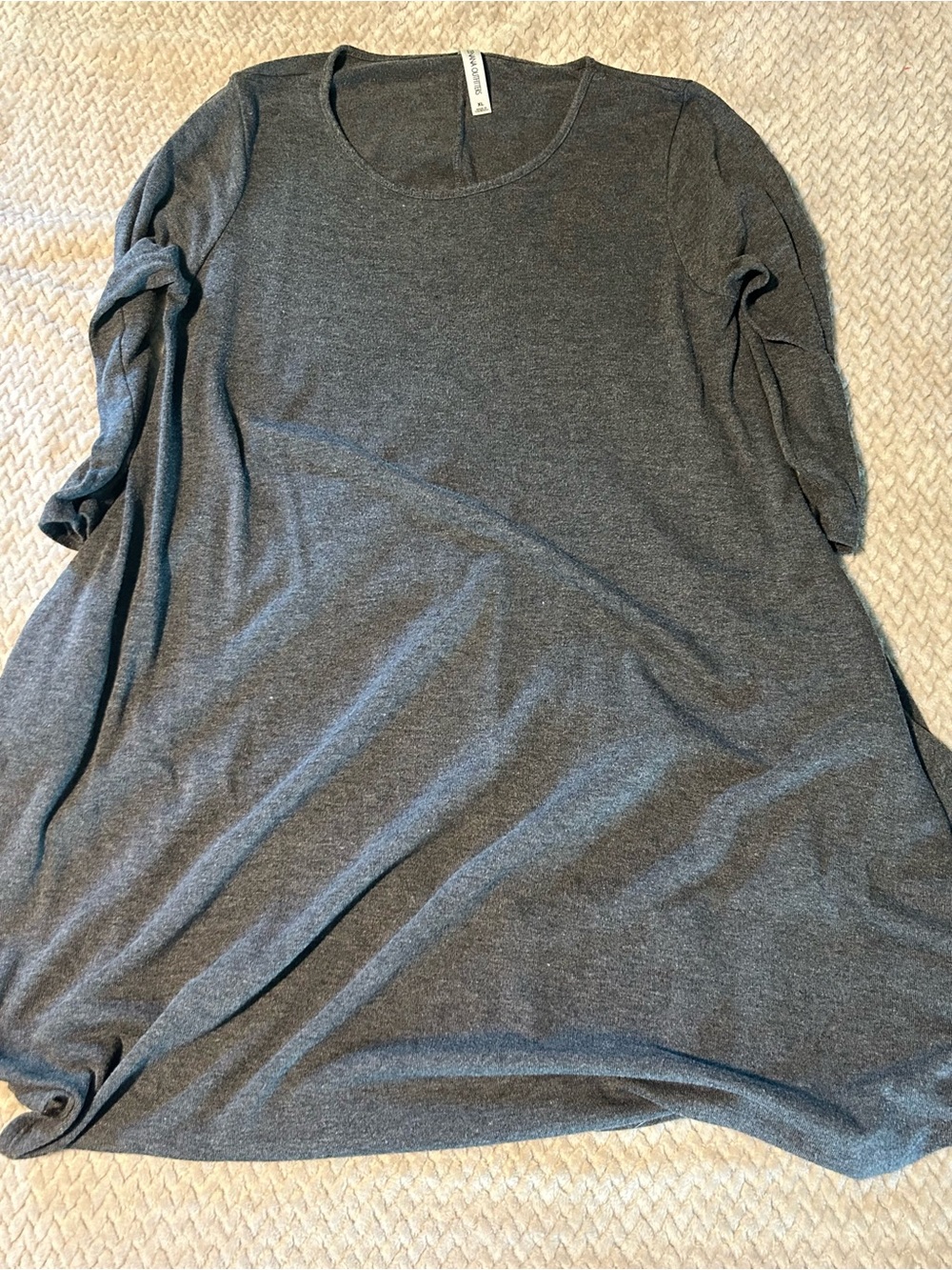 Zenana Outfitters Charcoal Gray Quarter Sleeve Scoop Neck Dress